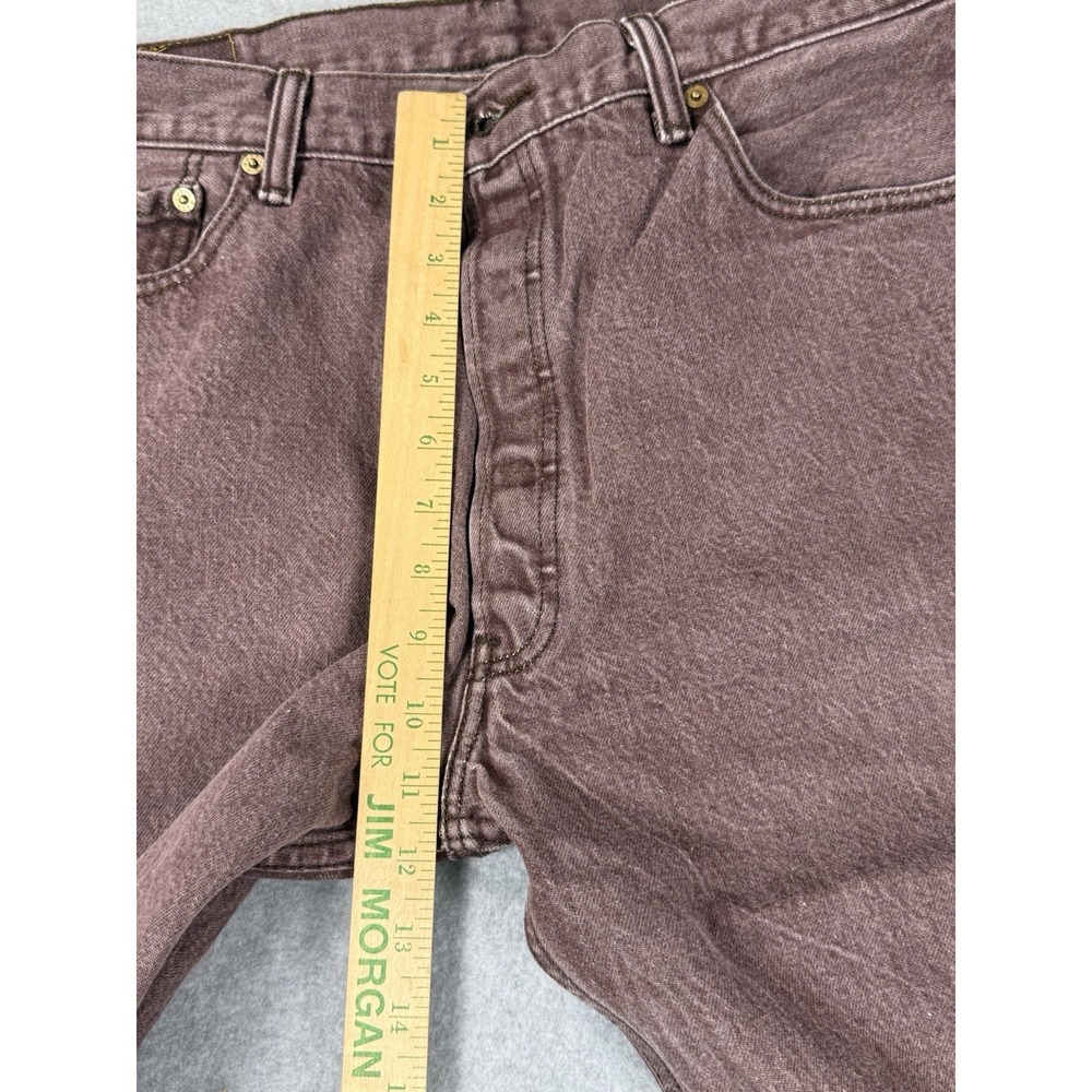 Levis 501 Jeans Men 38x30 Rust Denim Pants Button Fly Workwear Straight Burgundy - Picture 8 of 8